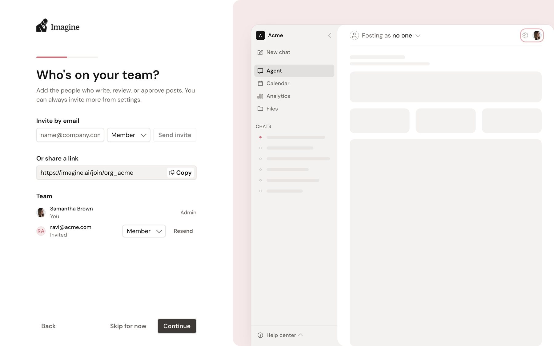 New onboarding: invite the team