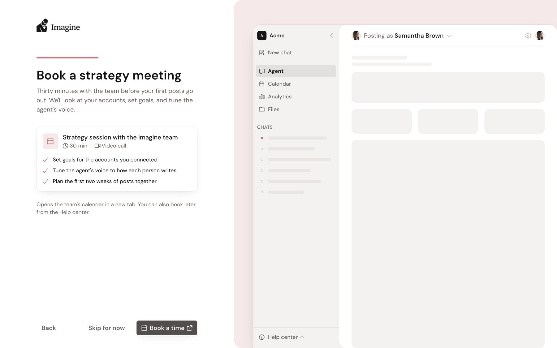 New onboarding: book a strategy meeting