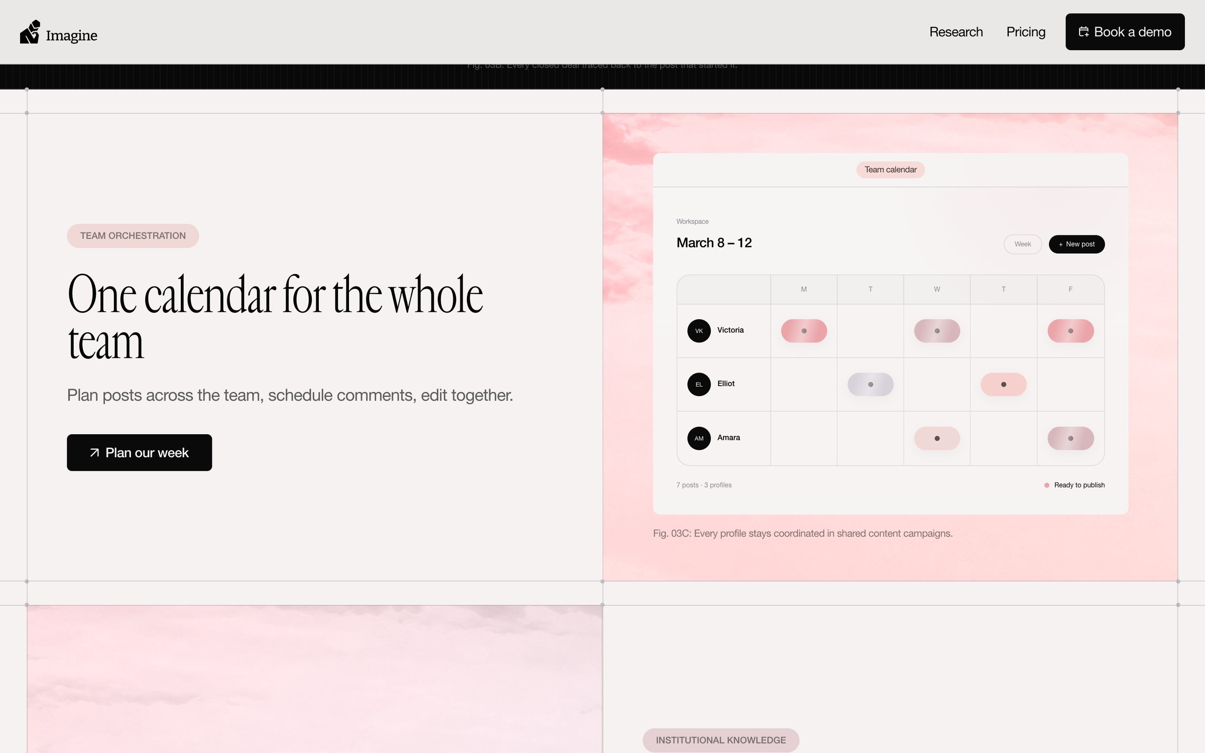 useimagine.ai section: one calendar for the whole team