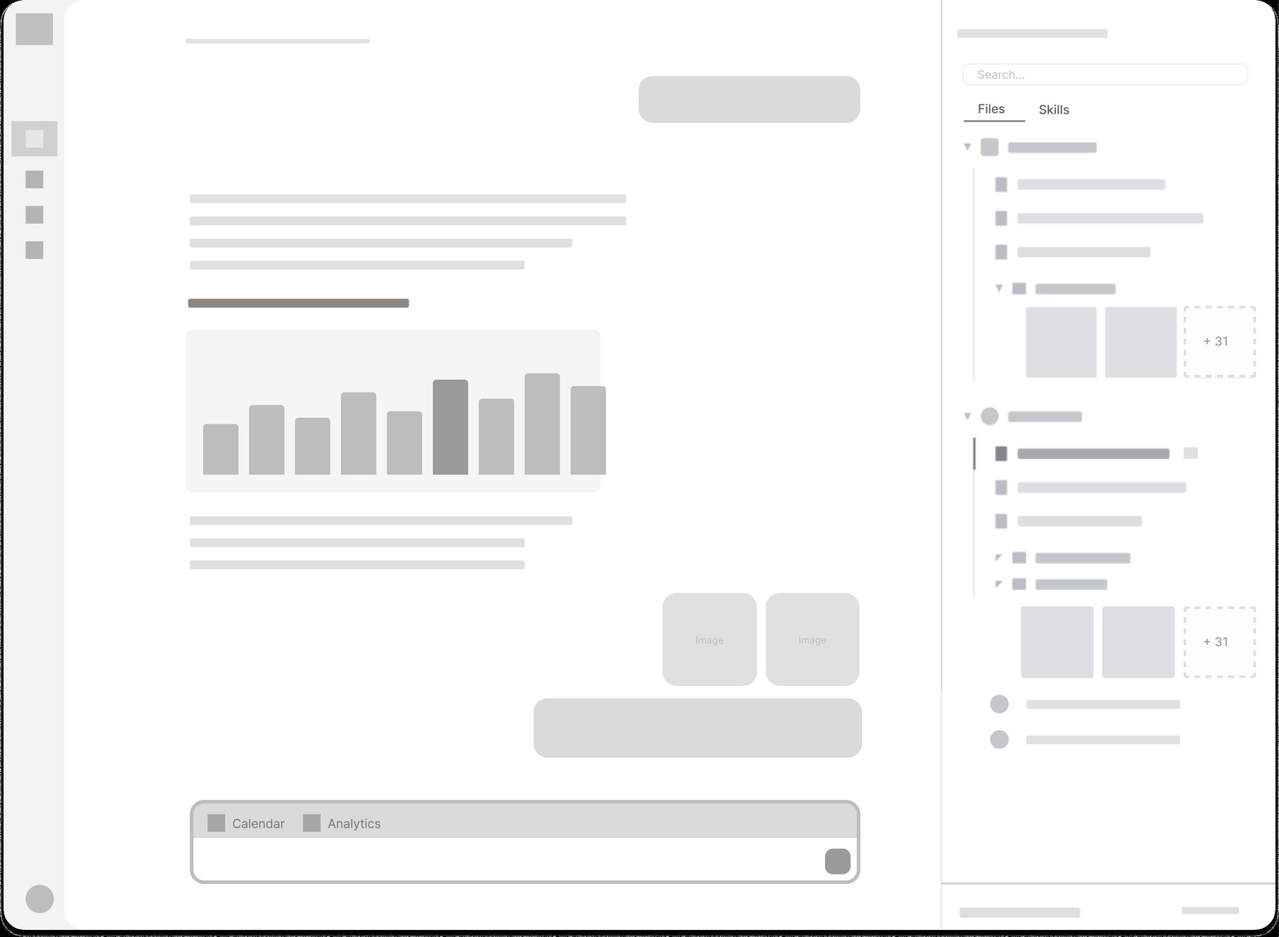 Wireframe: file system in a right sidebar