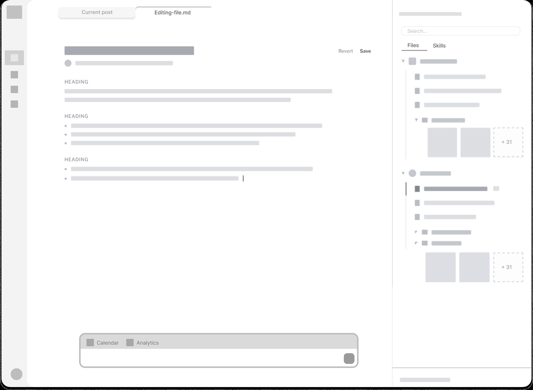 Wireframe: editing a file in a tab